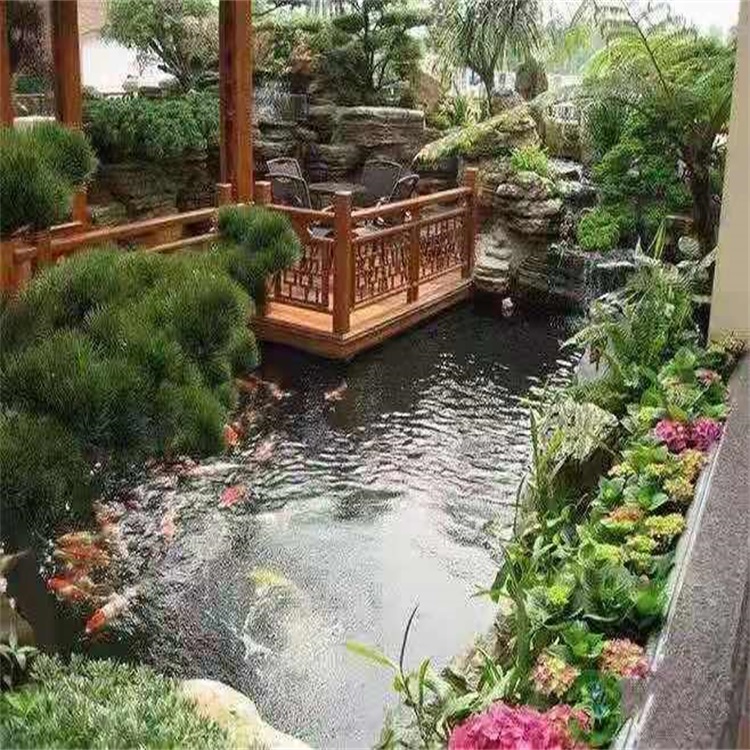 铜官别墅庭院景观设计鱼池